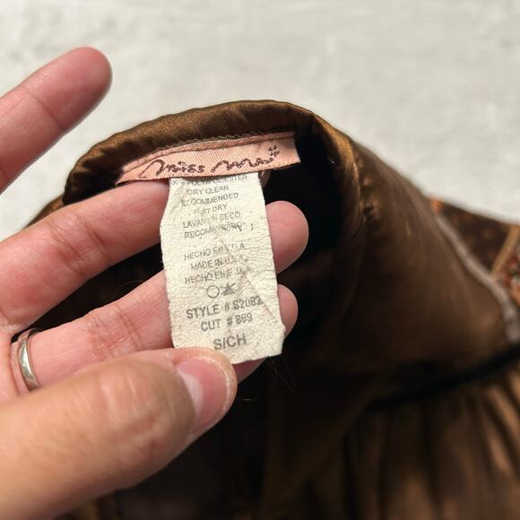 Miss Me Brown Patchwork Vintage Maxi Skirt Paisley Satin Size Small - Picture 4 of 11